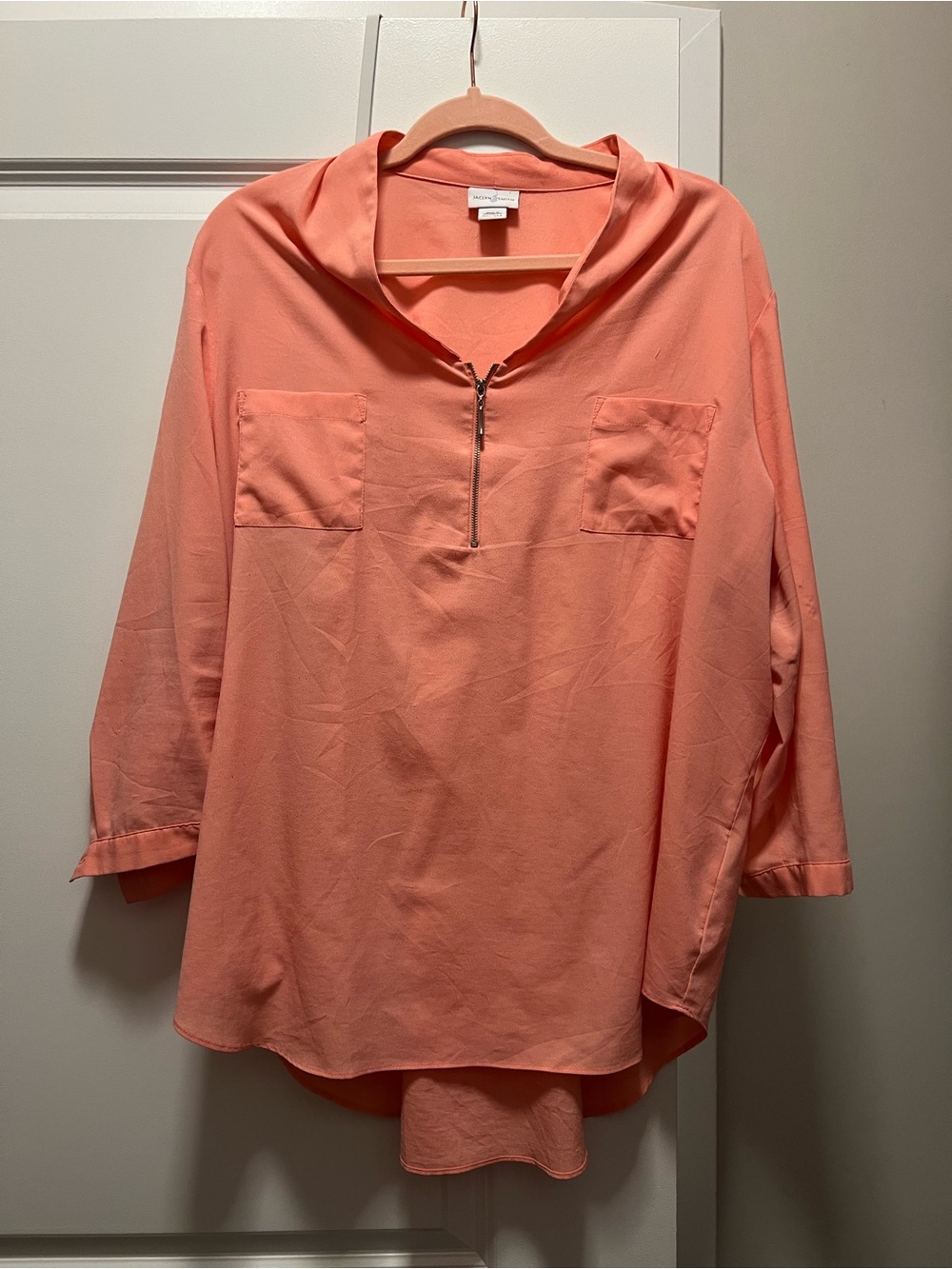 Women's Coral Zip-Front Pullover Top by Unknown Brand